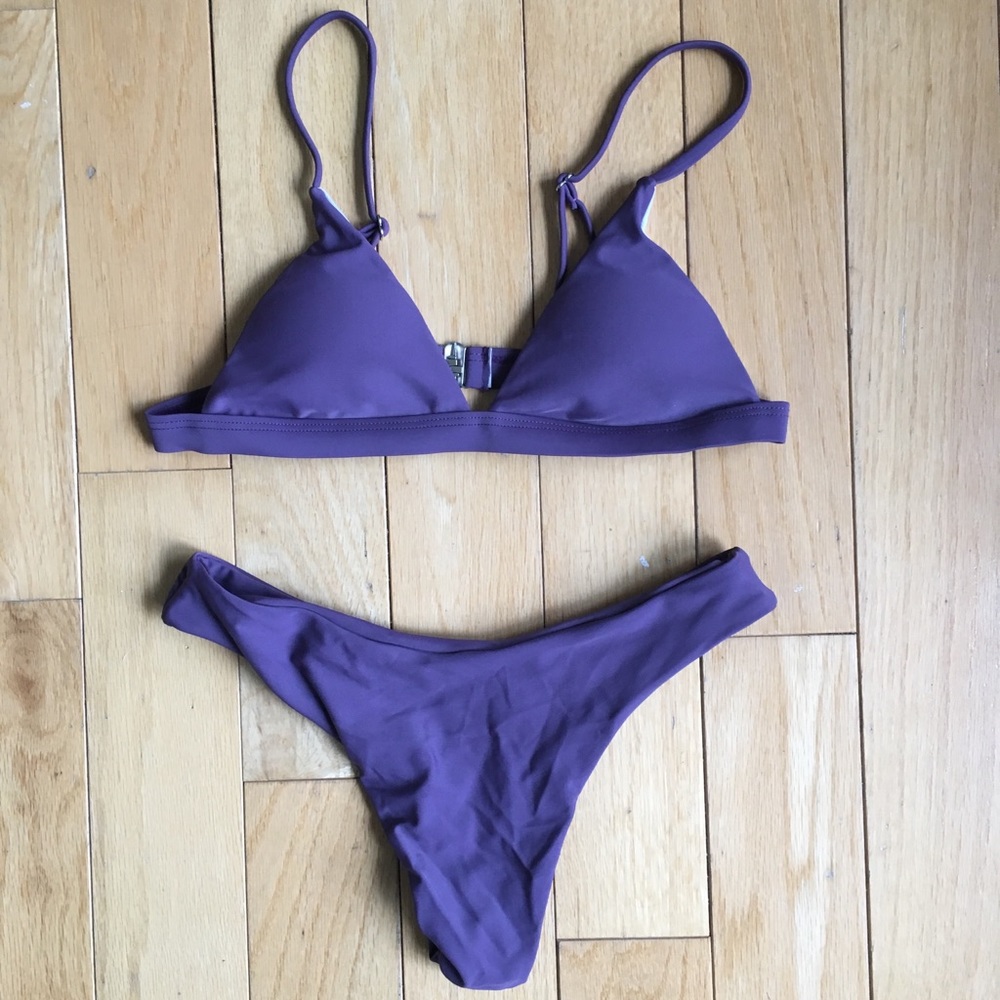 Purple High Waist Thong Bikini